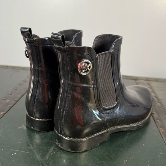 Michael Kors Women's Chelsea Rain Boots Rubber Ankle Black Size 7 - Picture 2 of 4